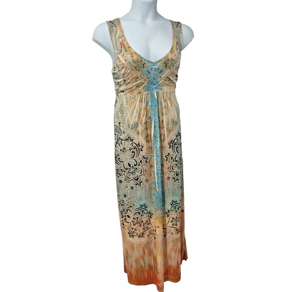 APT. 9 maxi dress XL burnout stretch rhinestones y2K fairy beach resort vacation